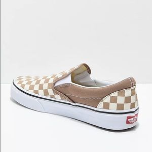 Vans Slip-On Tiger Eye Tan & White Checkered Skate Shoes | Unisex | Women 8.5